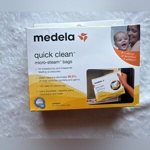 Medela Quick Clean Micro-Steam Bags - Yellow, White & Orange Packaging